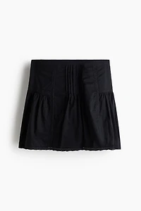 Pintucked Cotton Mini Skirt