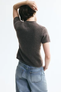 Short-Sleeved Fine-Knit Cardigan