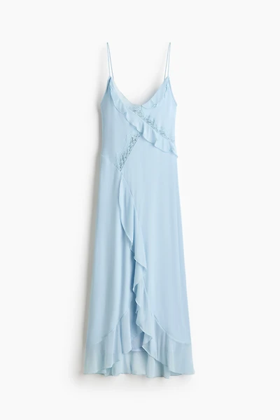 Lace-Trimmed Flounced Dress