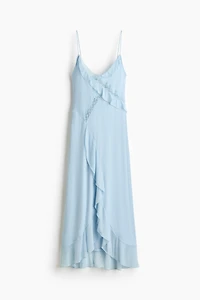 Lace-Trimmed Flounced Dress