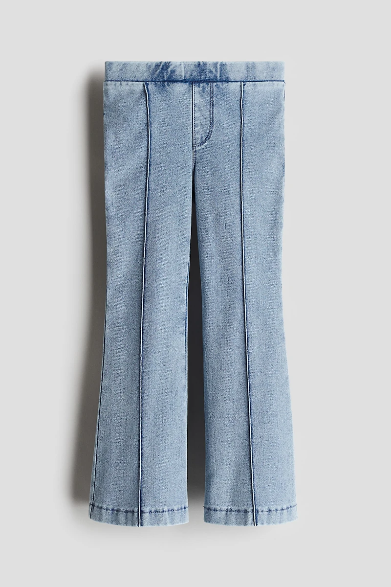 Pantalon taille élastique évasé en denim