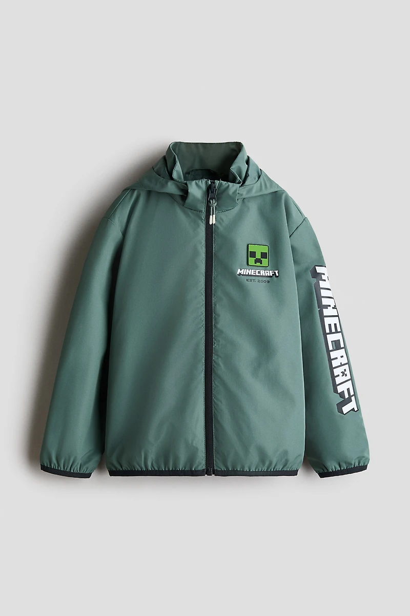 Hooded Motif Windbreaker with