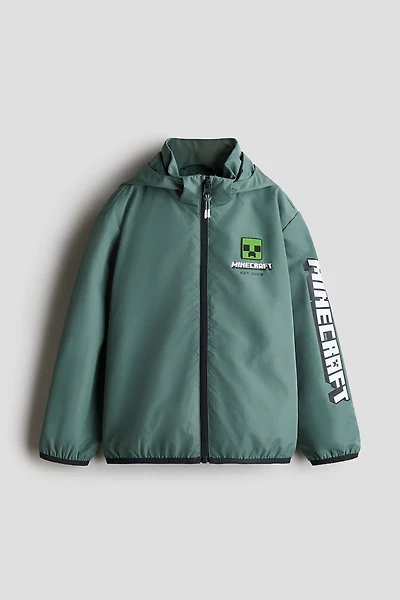 Hooded Motif Windbreaker with