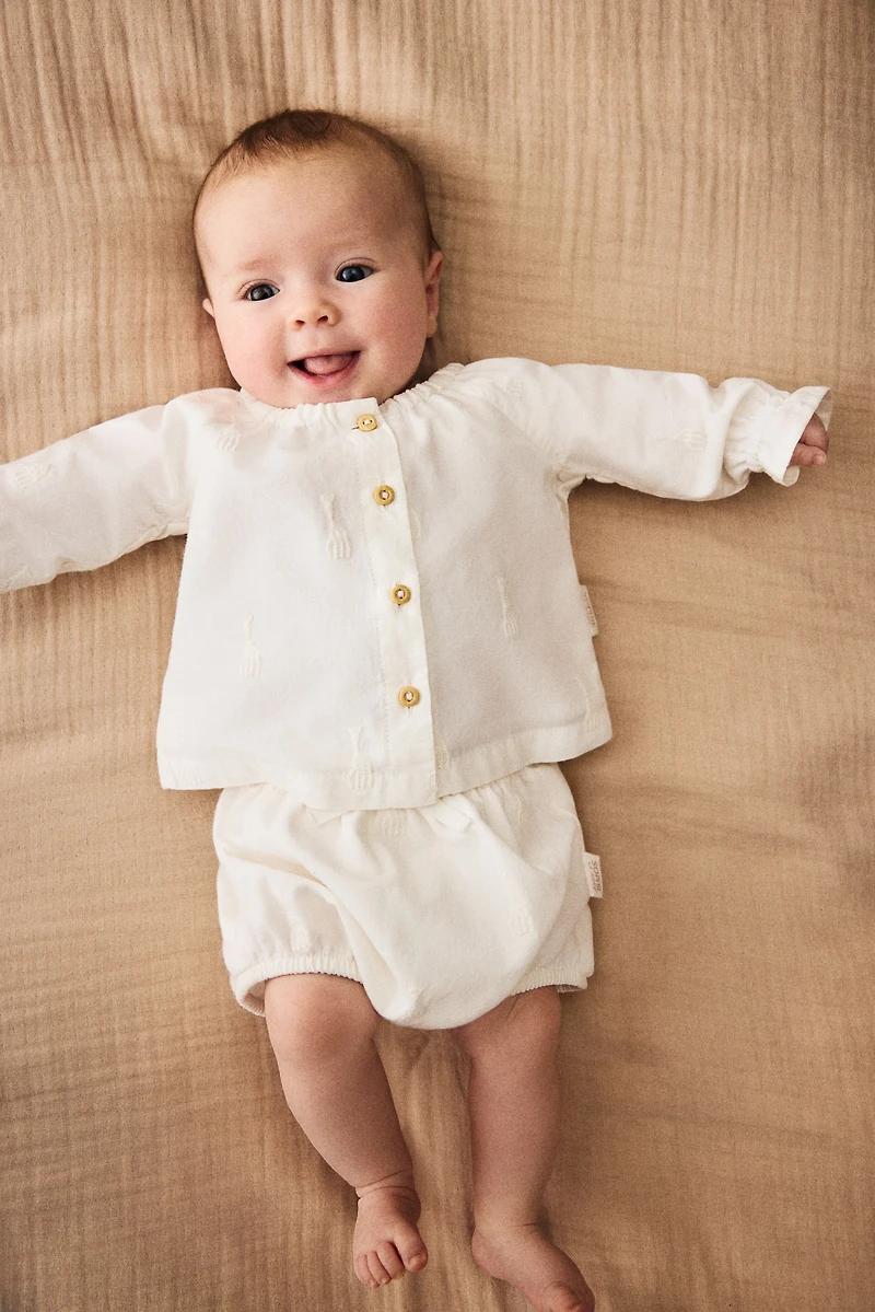 2-Piece Embroidered-Detail Cotton Set