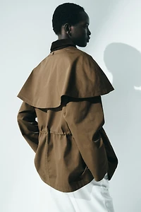 Cape-detail twill jacket