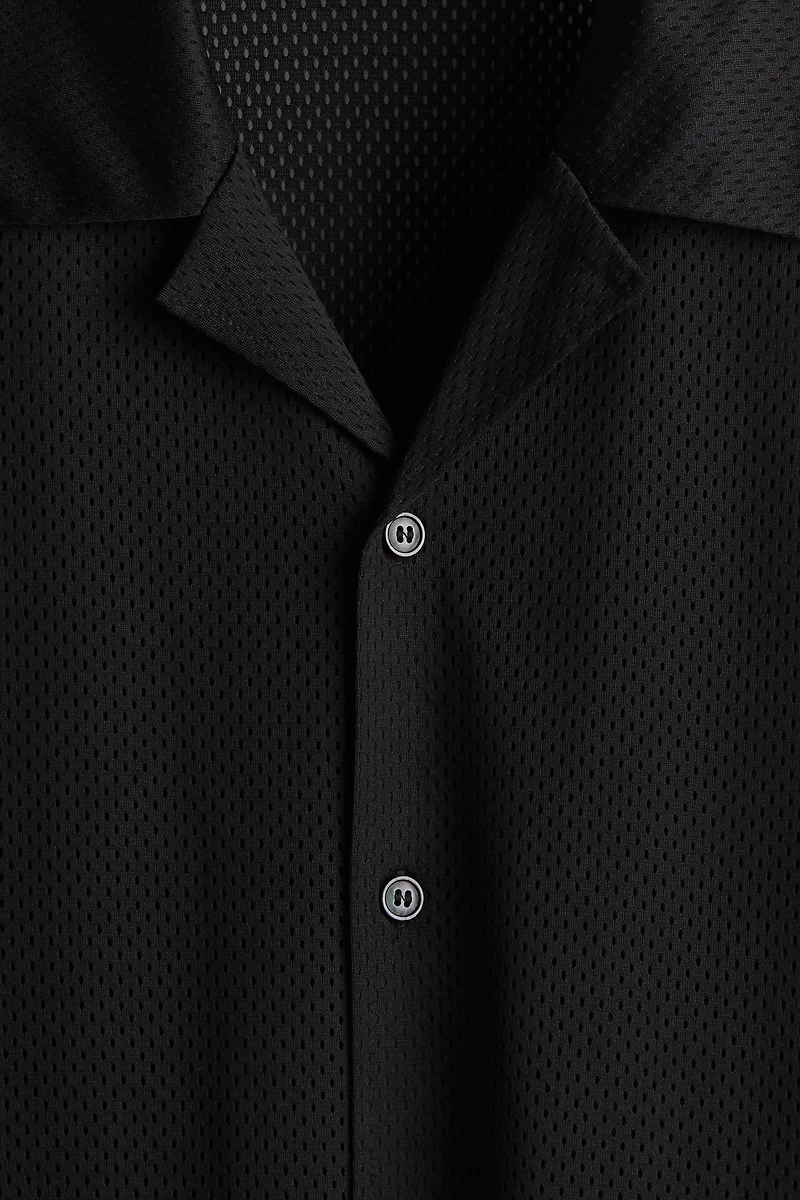 Loose-Fit Mesh Resort Shirt