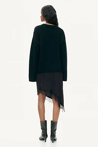 Asymmetric Lace-Trimmed Skirt