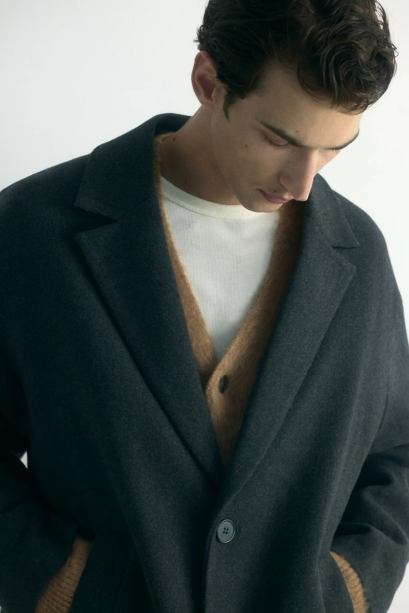 Single-Breasted Wool-Blend Coat