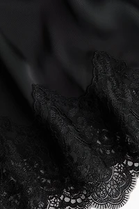Lace-Trimmed Satin Pajama Shorts