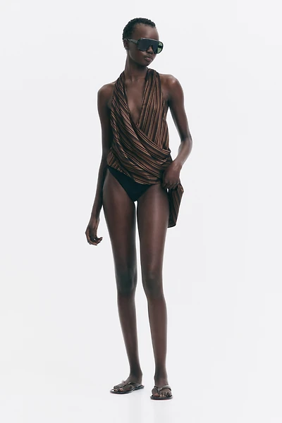 Jacquard-Weave Wrap Top