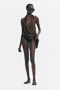 Jacquard-Weave Wrap Top