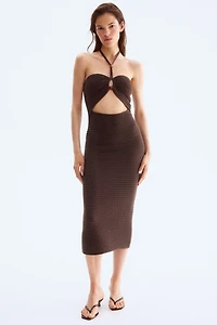 Crochet-Look Halterneck Dress