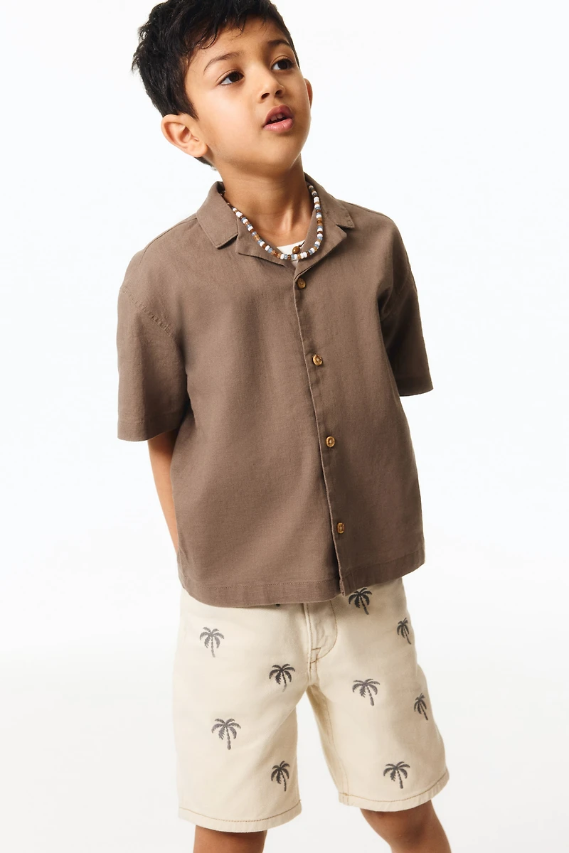 Embroidered Twill Shorts