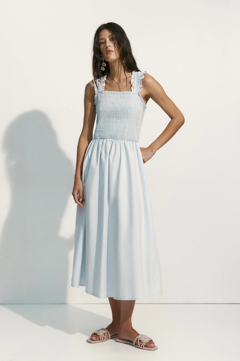Smocked Poplin Dress