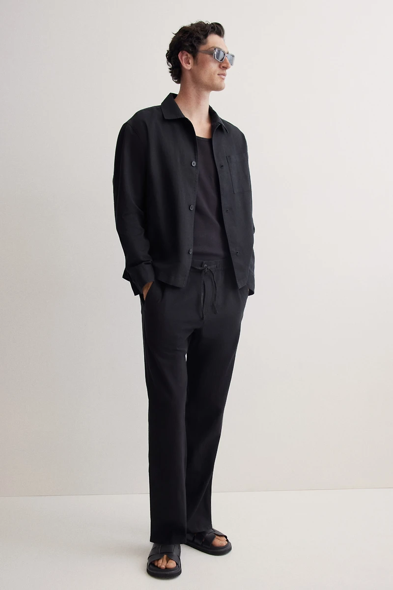 Regular-Fit Linen-Blend Pants