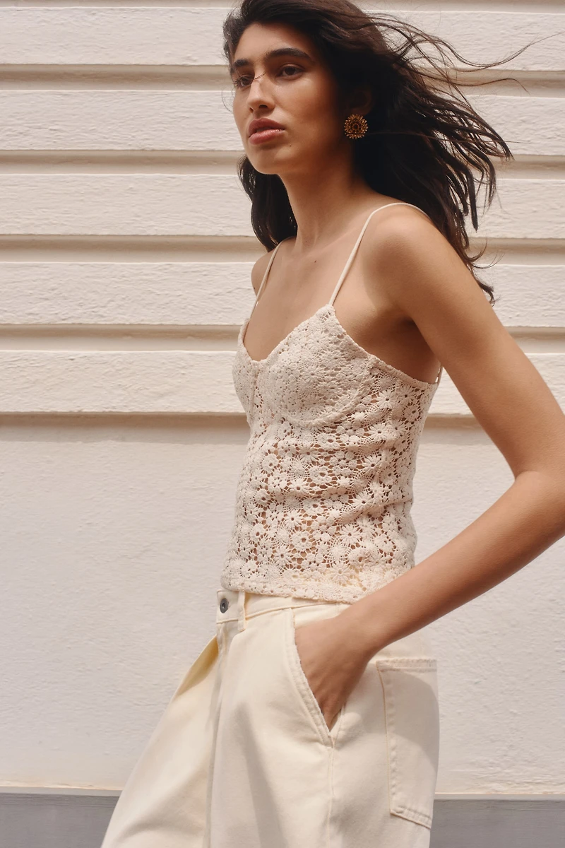 Crochet-Look Sleeveless Top