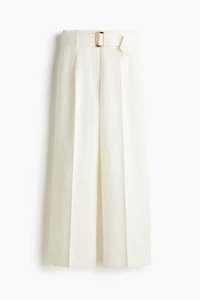 Linen-Blend Pants with Belt