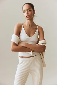 Flared Rib-Knit Pants