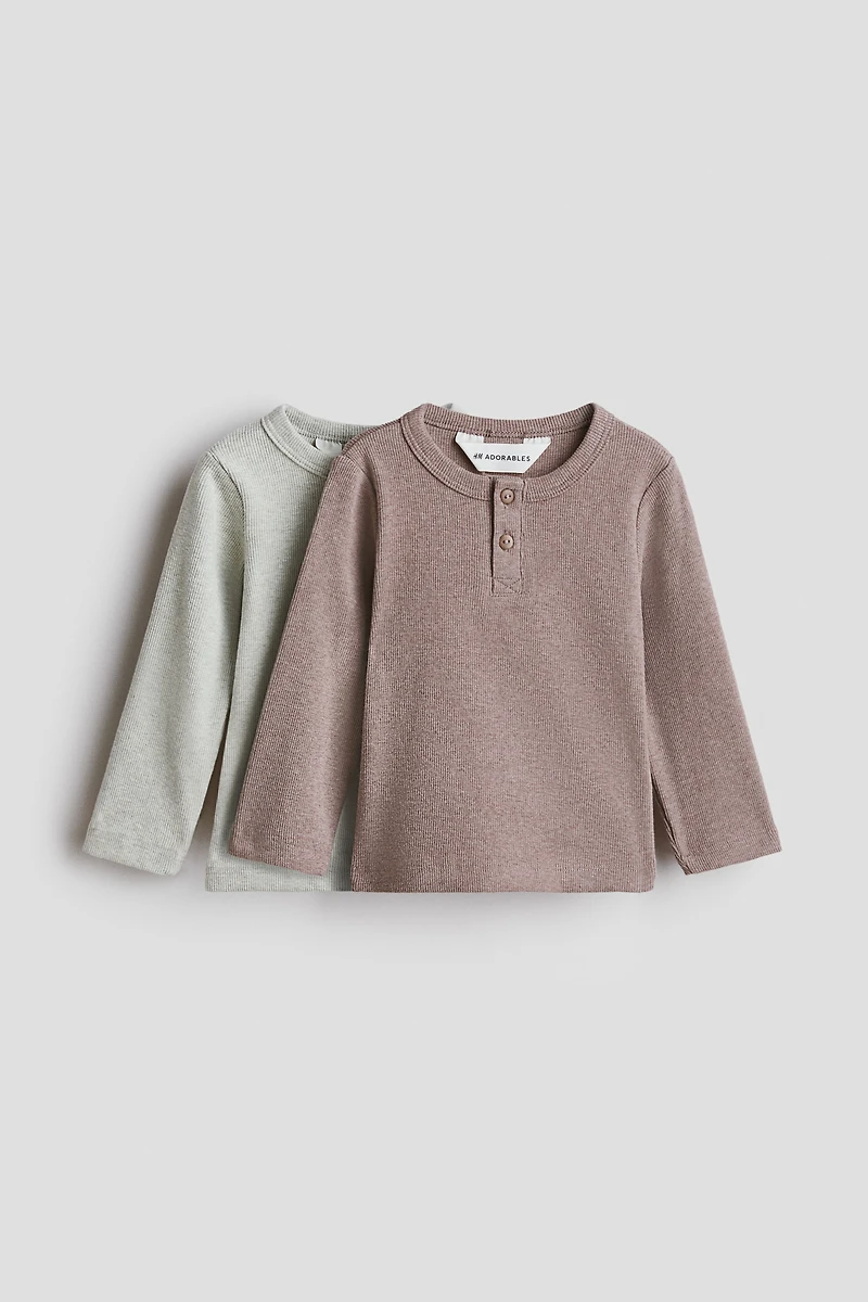 Lot de 2 hauts en coton à encolure boutonnée