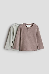 Lot de 2 hauts en coton à encolure boutonnée