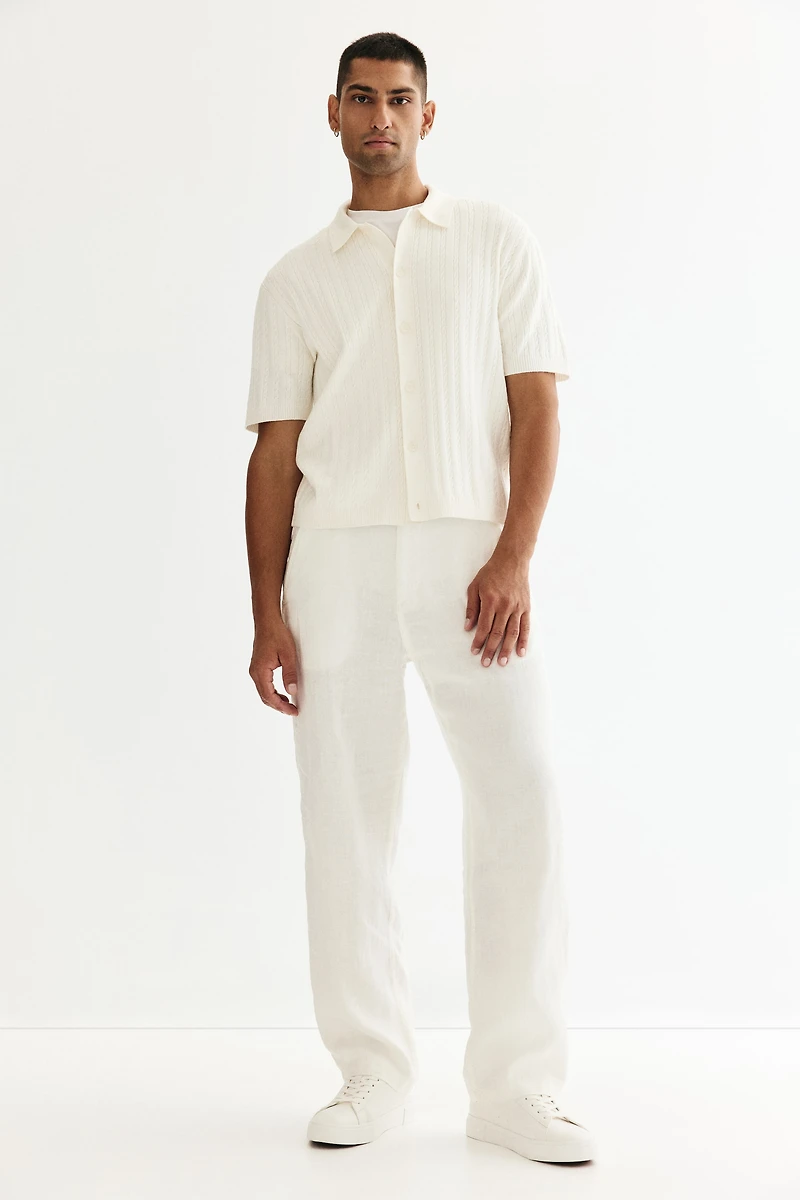 Regular-Fit Cable-Knit Short-Sleeved Shirt