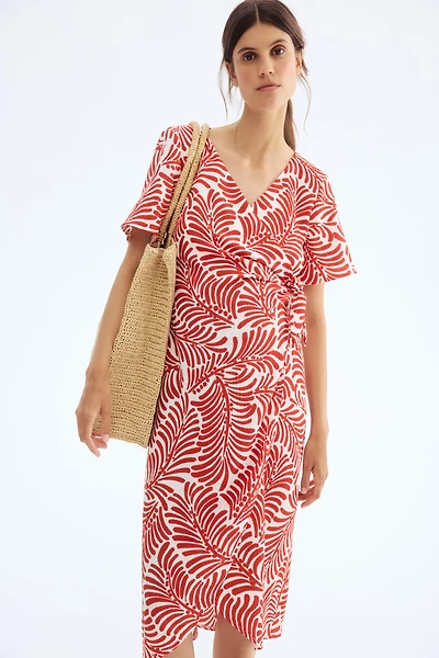 MAMA Crinkled Wrap Dress