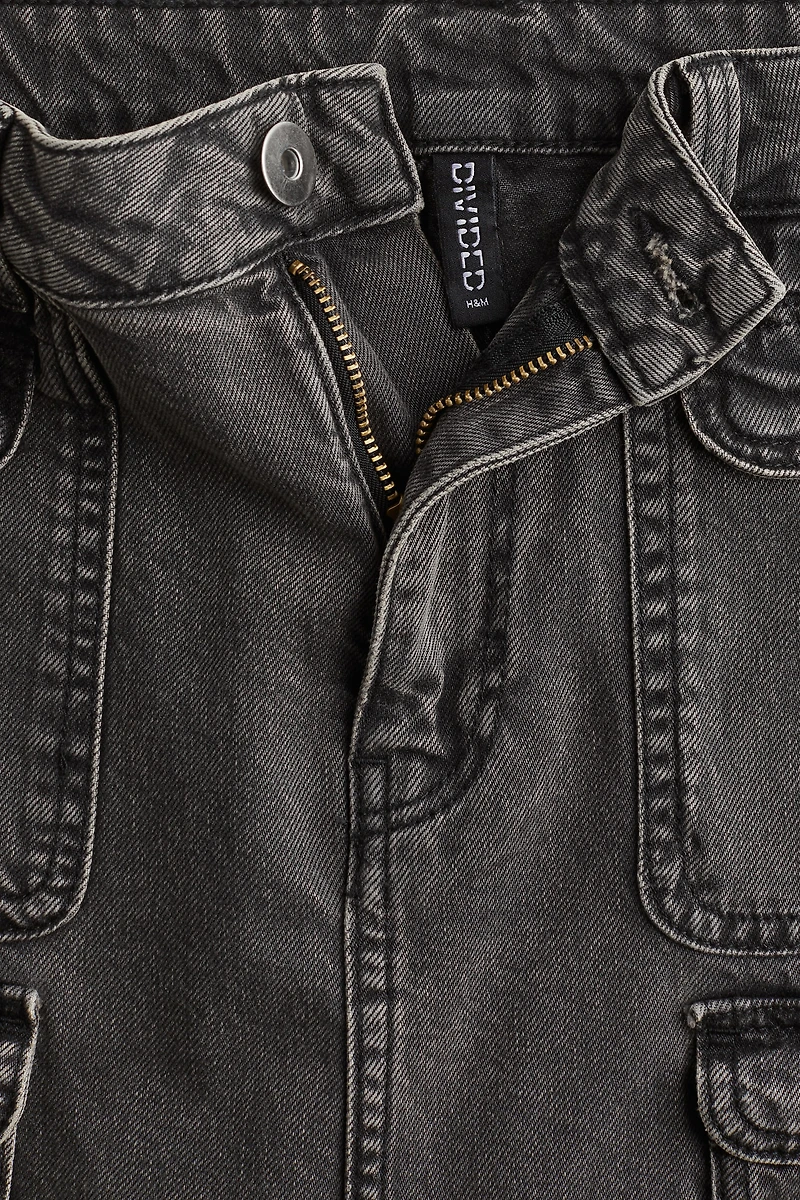 Denim Cargo Maxi Skirt