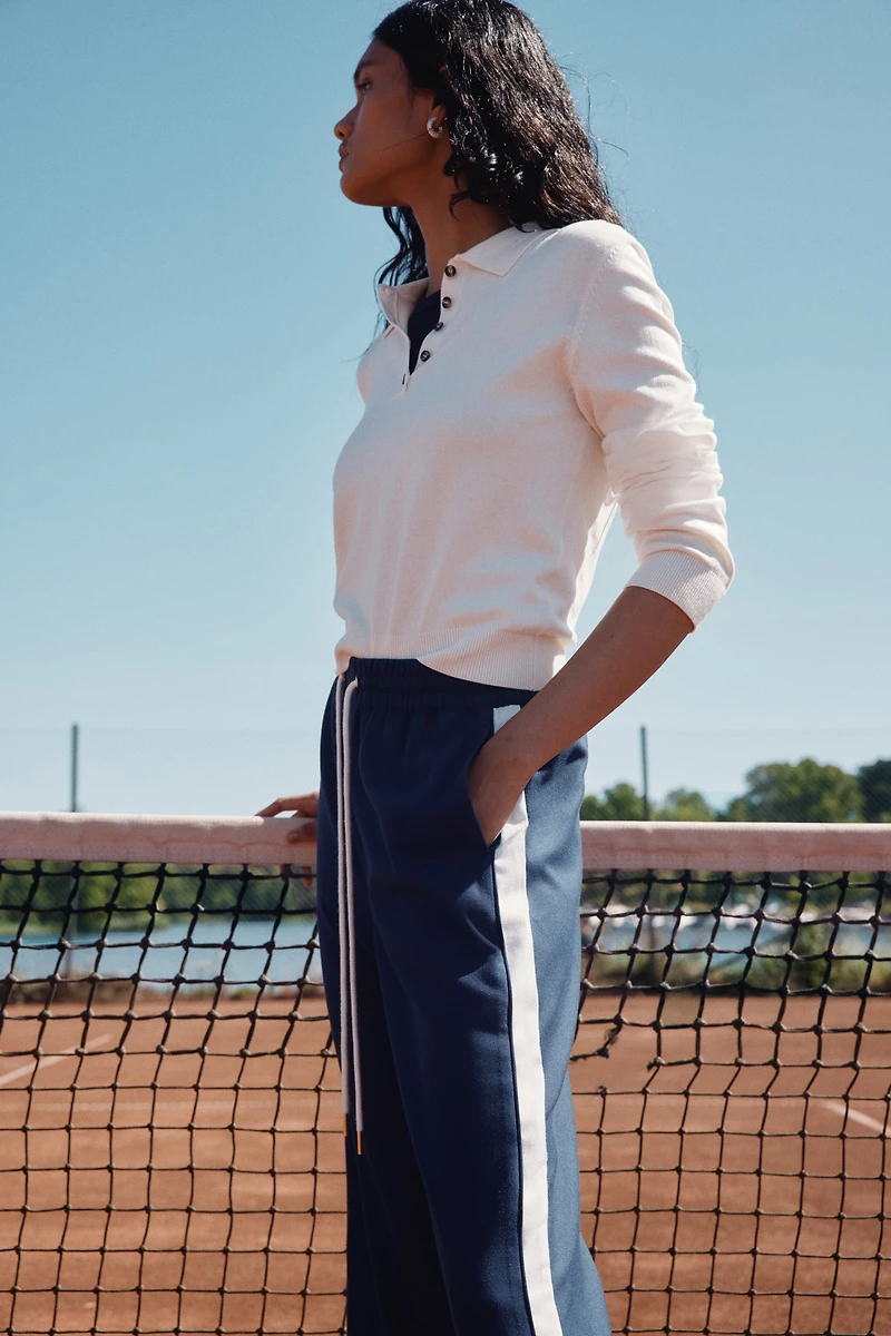 Wide-Leg Drawstring Pants