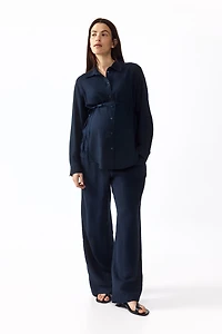 MAMA Linen-Blend Shirt