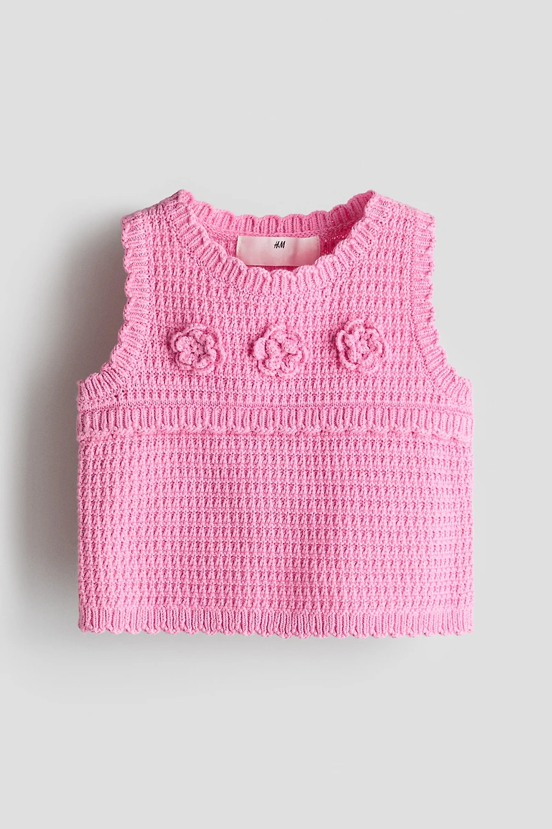 Appliquéd Crochet-Look Top