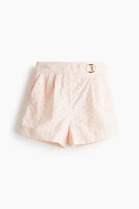 Short en coton avec broderie anglaise