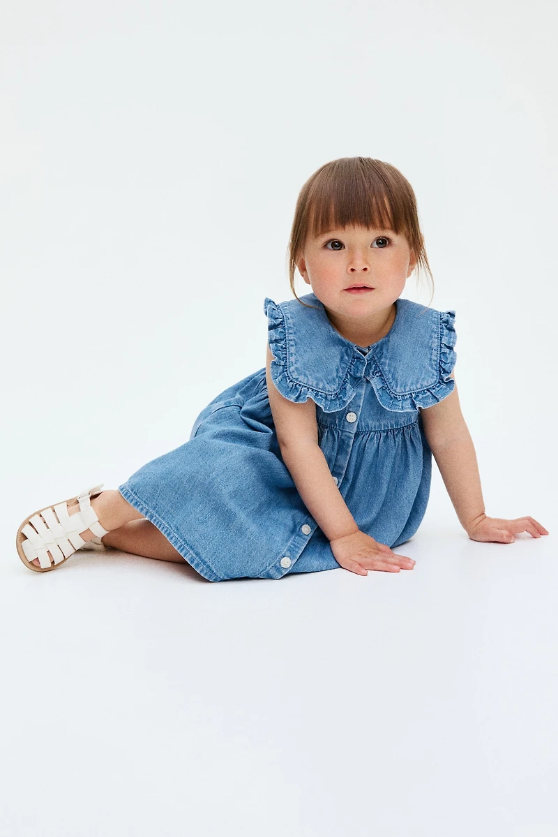 Denim Dress with Sailor Collar