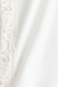 Ribbed Lace-Inset Tank Top