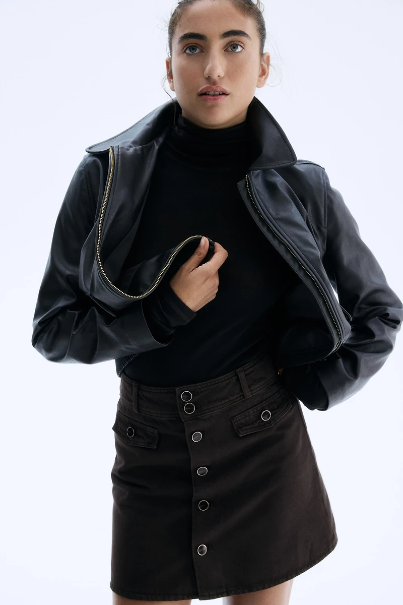 A-Line Denim Mini Skirt