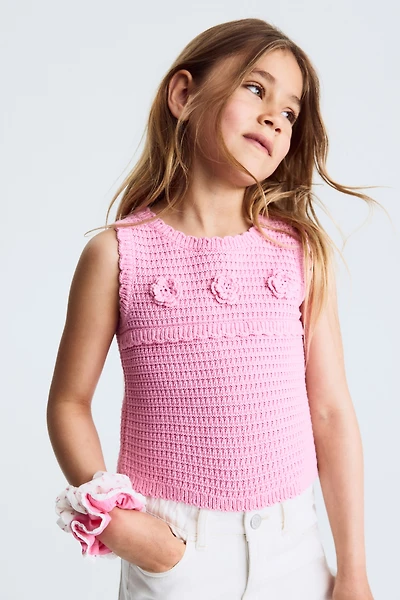 Appliquéd Crochet-Look Top