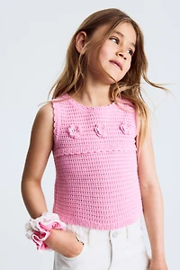 Appliquéd Crochet-Look Top