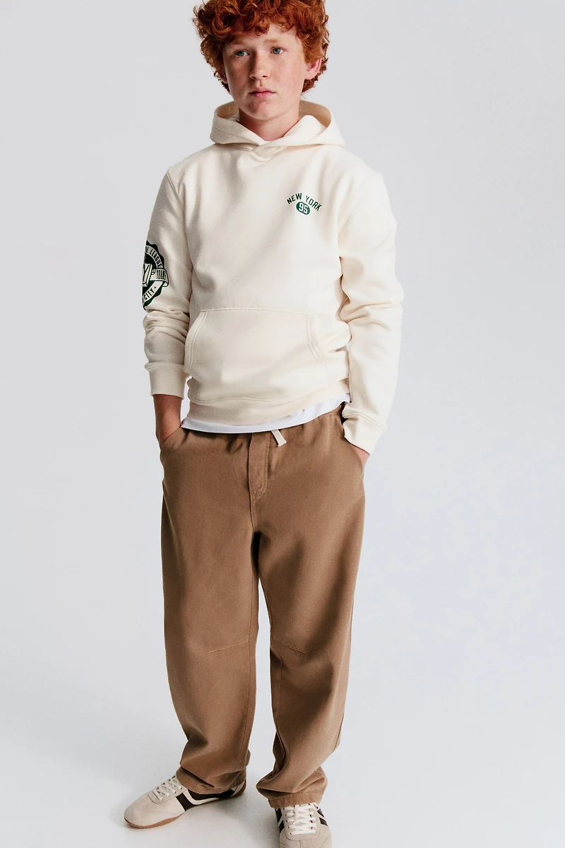 Print-Motif Brushed-Inside Hoodie