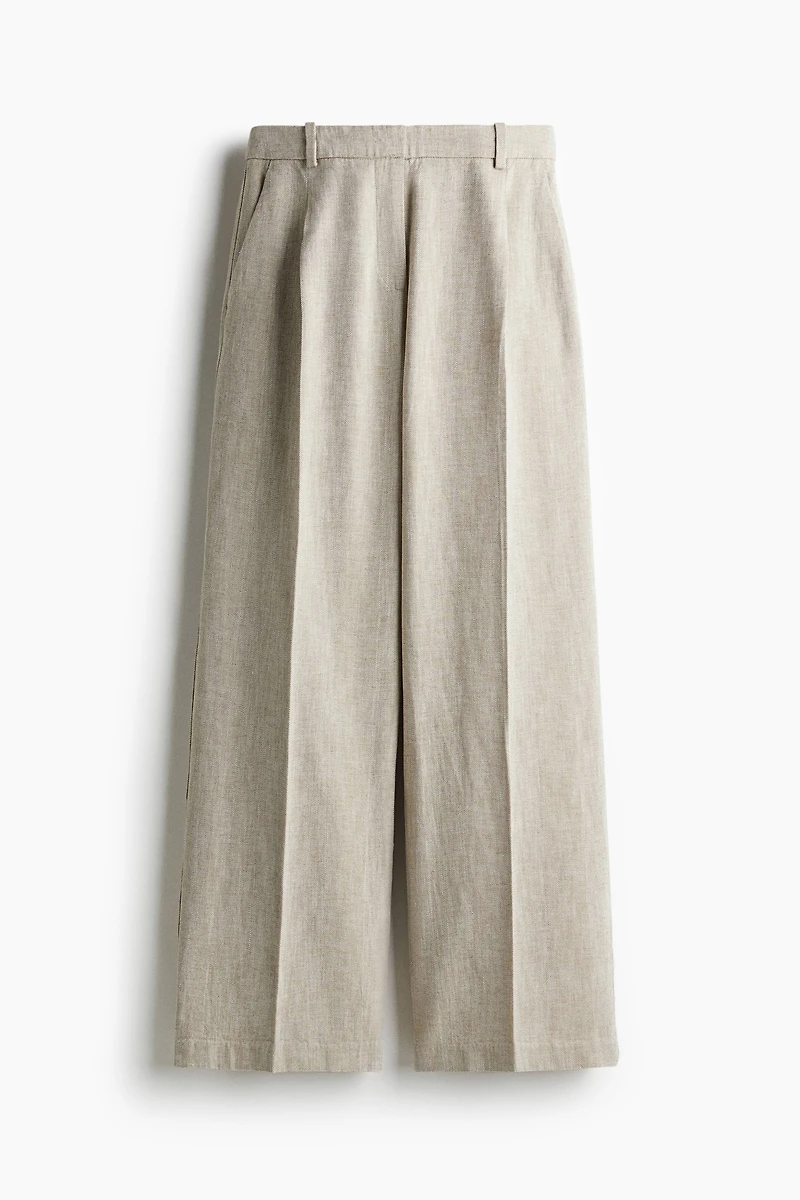 Wide-Leg Linen-Blend Pants