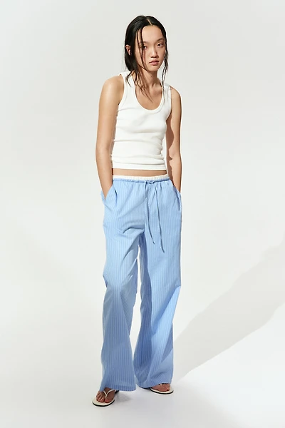 Double-Waistband Poplin Drawstring Pants
