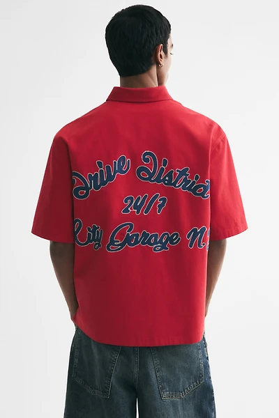 Relaxed-Fit Embroidered-Motif Cotton Shirt