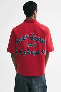 Relaxed-Fit Embroidered-Motif Cotton Shirt