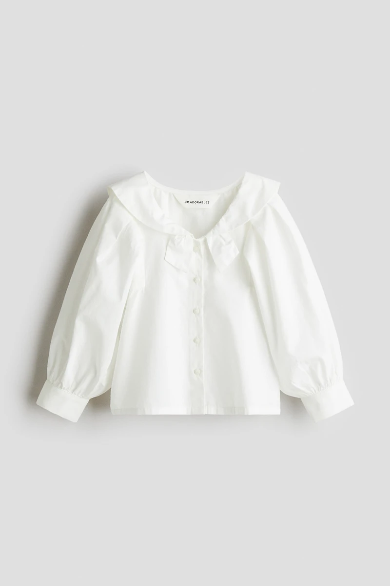 Cotton Blouse with Sailor Collar
