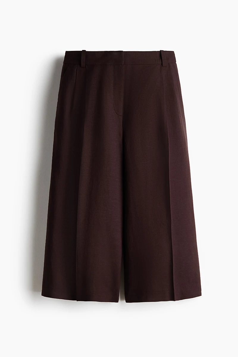Wide-Leg Linen-Blend Culottes