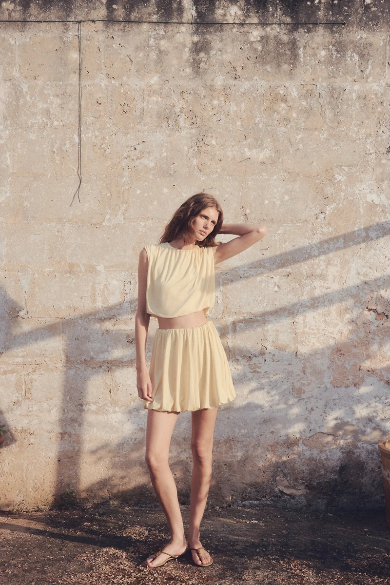 Bubble-Hem Mini Skirt