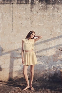 Bubble-Hem Mini Skirt