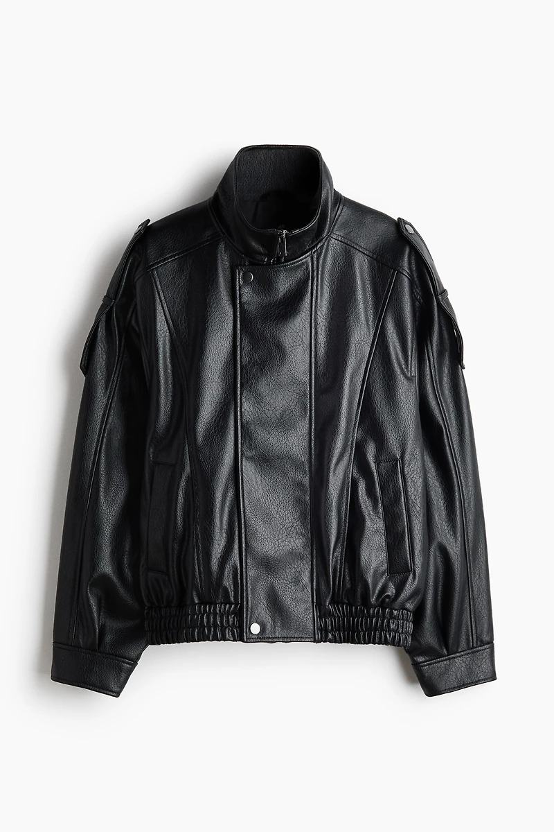 Veste de style motard en tissu enduit