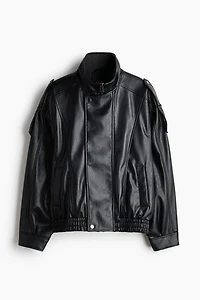 Veste de style motard en tissu enduit