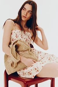 Robe en coton à corsage nid d'abeille