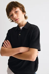 Waffle-Knit Polo Shirt