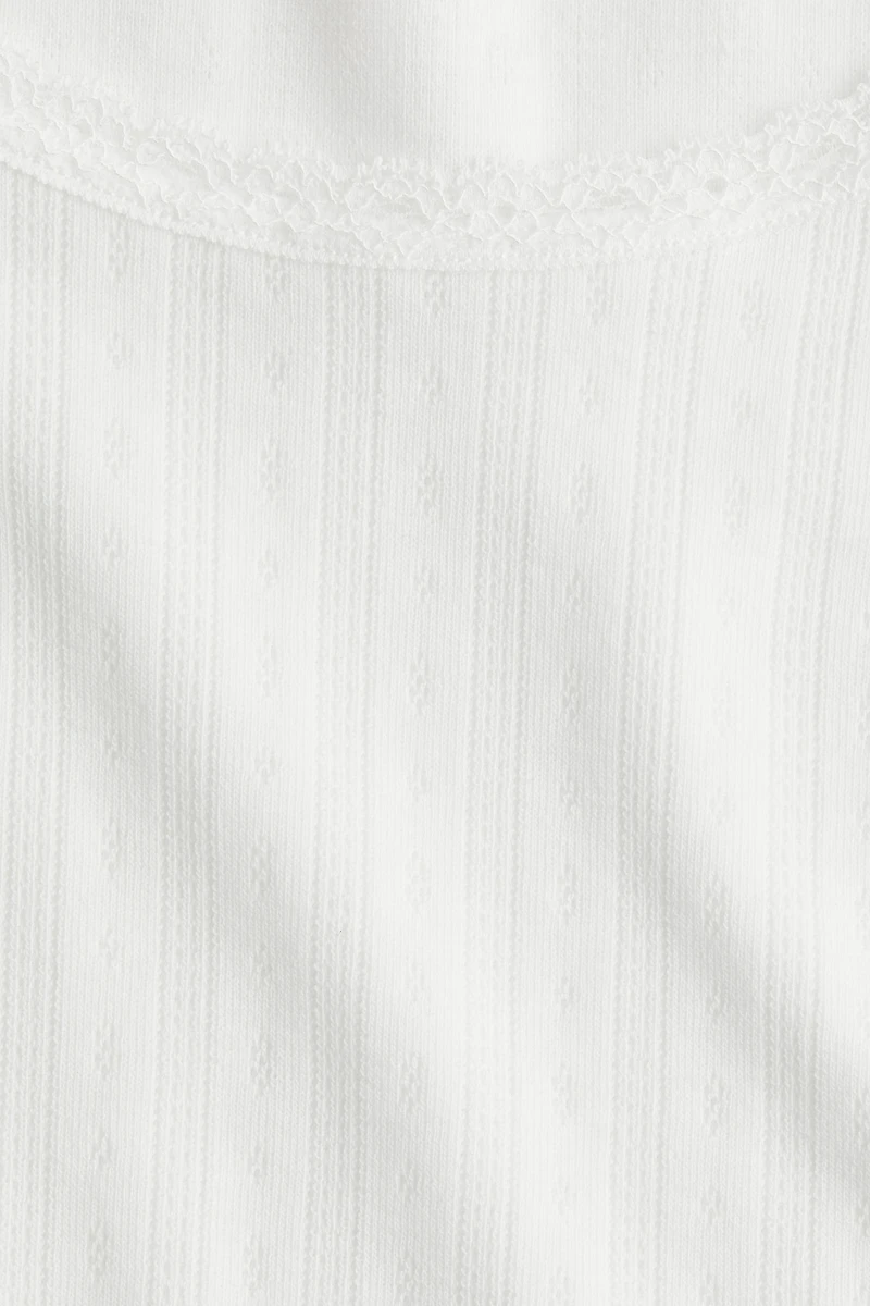 Lace-Trimmed Pointelle T-Shirt